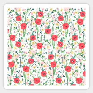 Summer Meadow Floral Nature Illustration Sticker